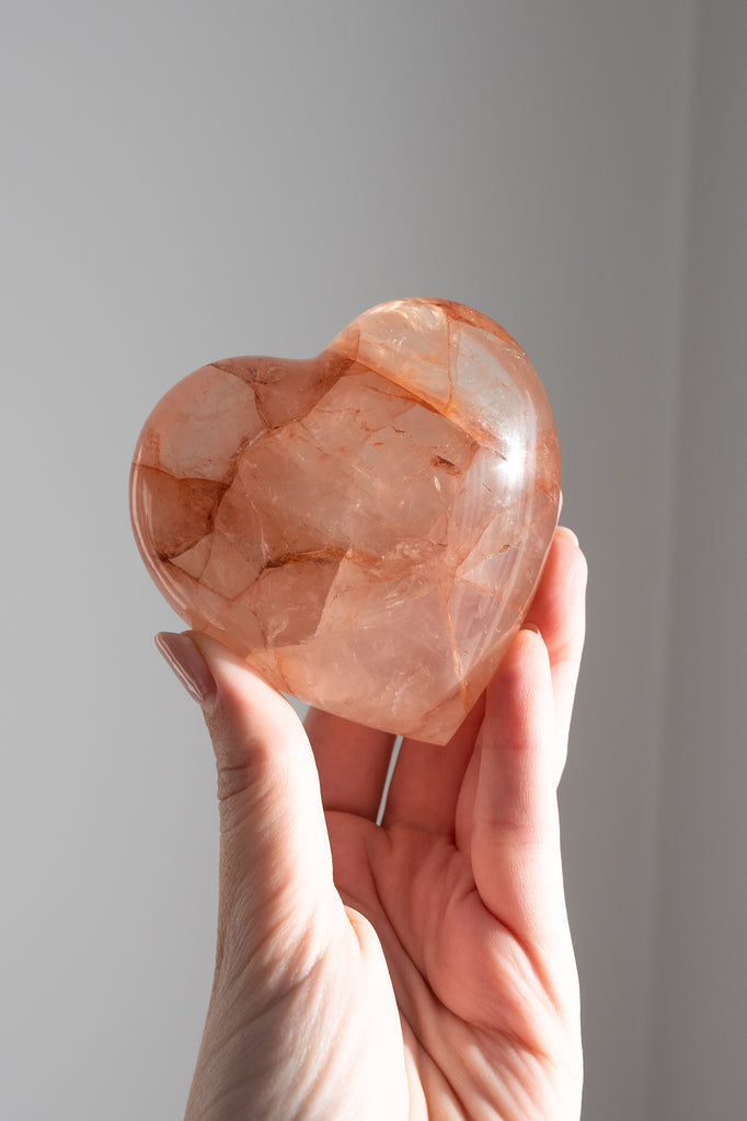 fire quartz hematoid heart crystal