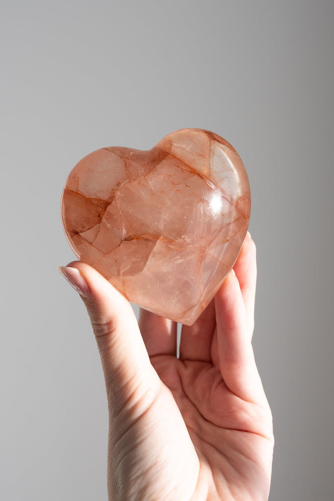 fire quartz hematoid heart crystal