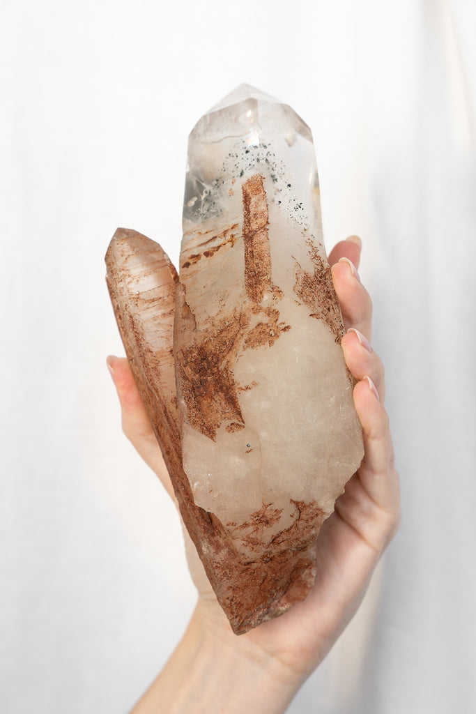 included quartz double point cluster