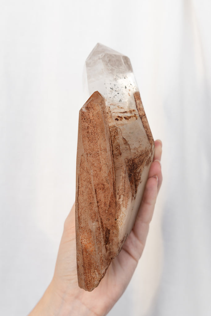 included quartz double point cluster