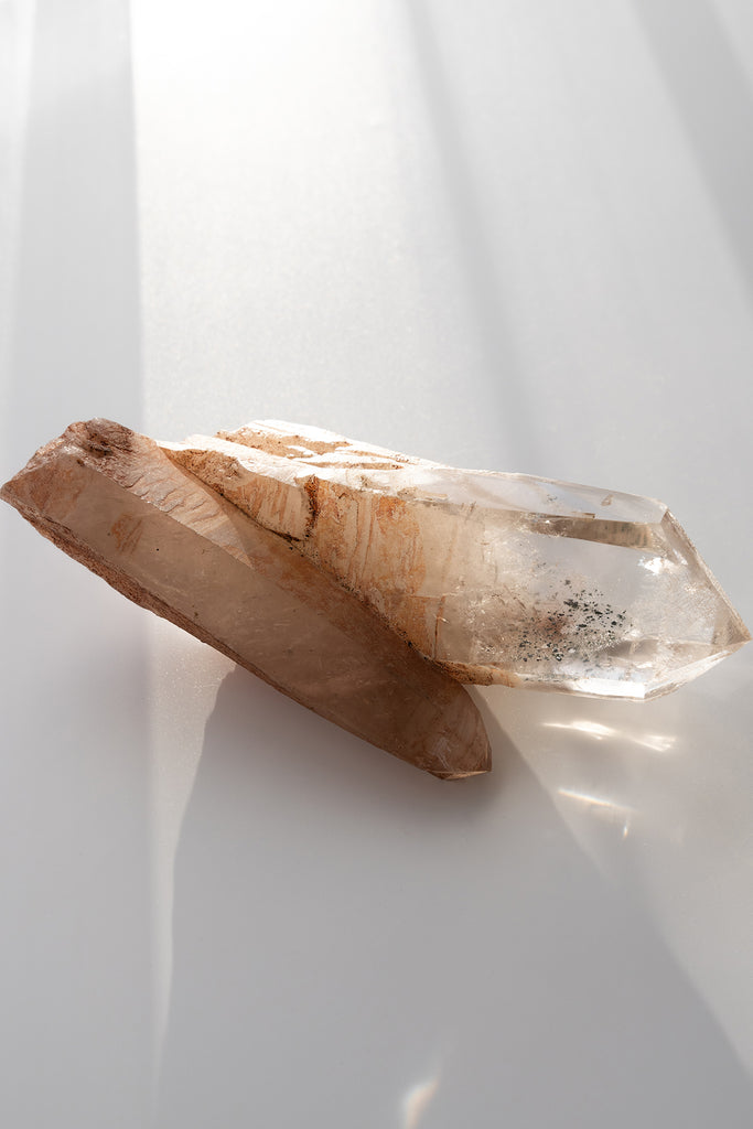 included quartz double point cluster