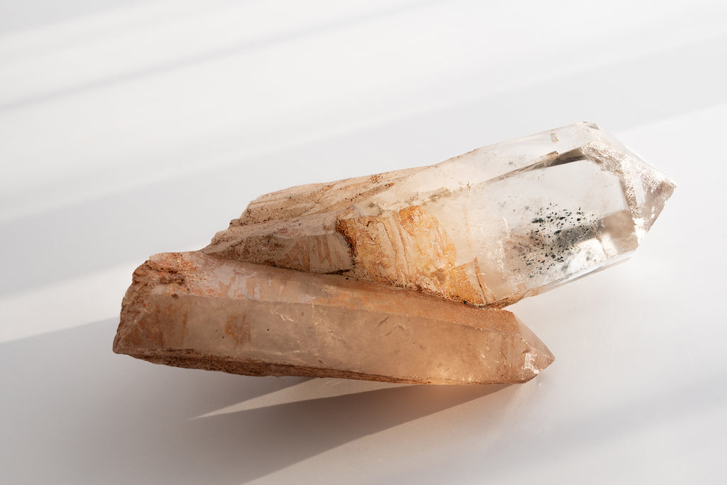 included quartz double point cluster