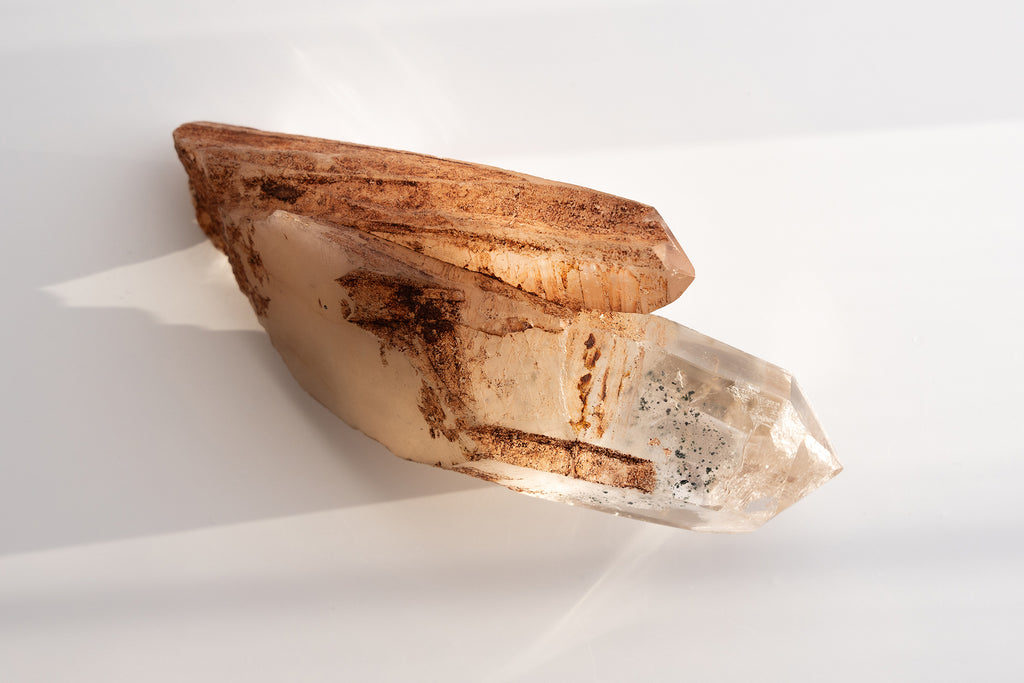 included quartz double point cluster