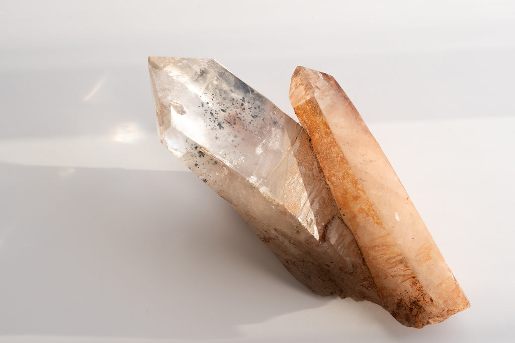 included quartz double point cluster