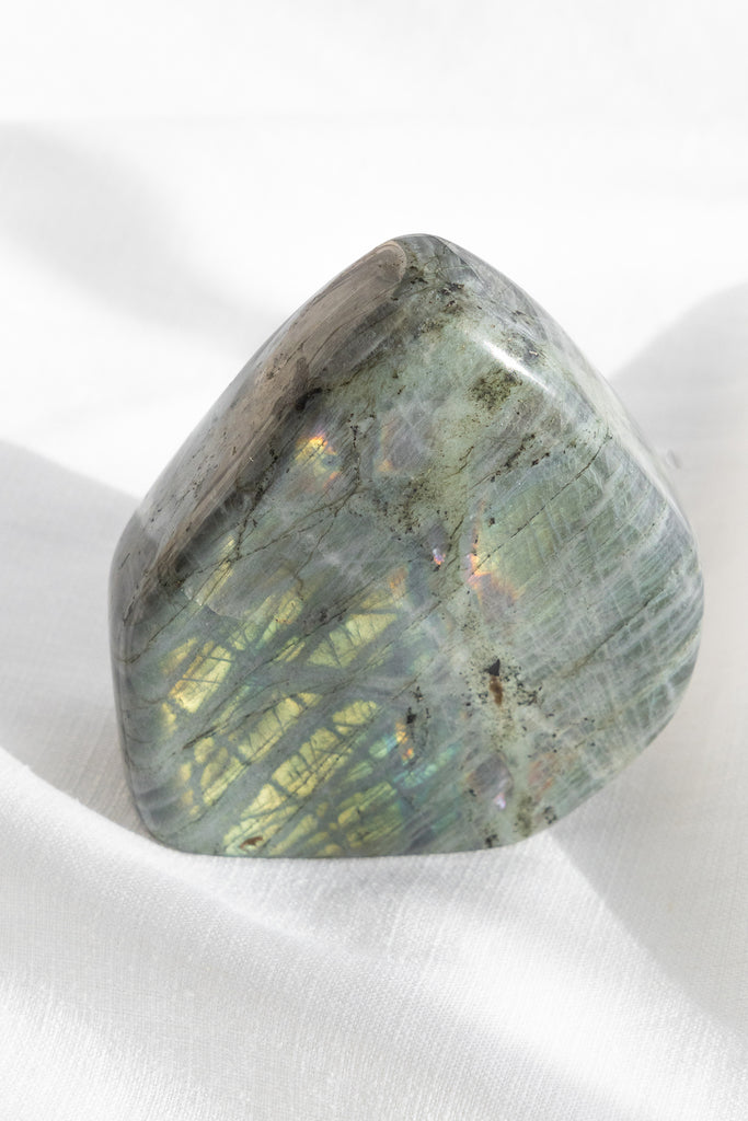 labradorite grey green purple flash freeform standing