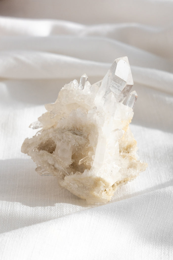 clear himalayan quartz cluster