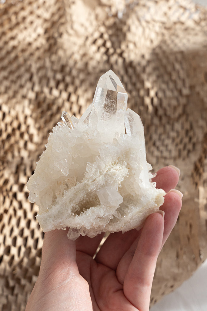 clear himalayan quartz cluster