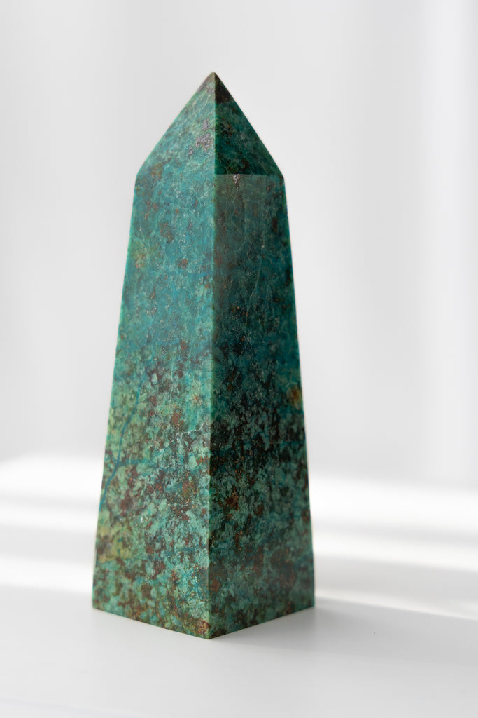 Chrysocolla point crystal rare