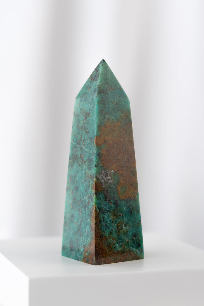 Chrysocolla point crystal rare