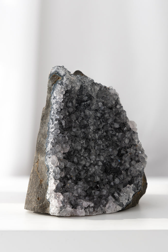 Black Amethyst Cutbase cave geode crystal