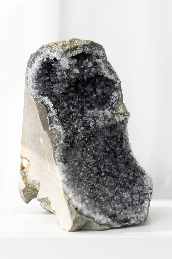 Black Amethyst Cutbase cave geode crystal