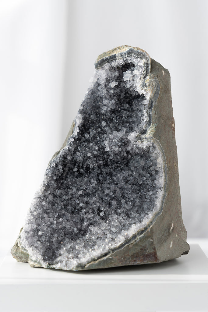 Black Amethyst Cutbase cave geode crystal