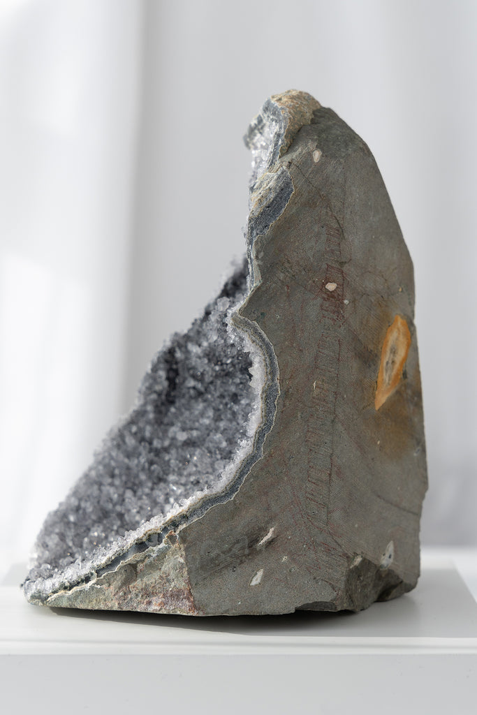 Black Amethyst Cutbase cave geode crystal