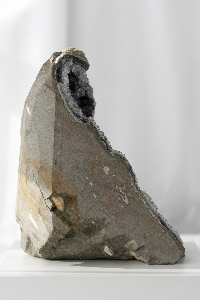 Black Amethyst Cutbase cave geode crystal