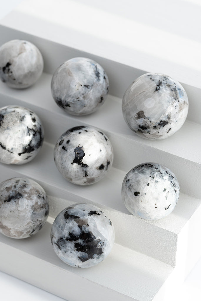 Rainbow moonstone sphere